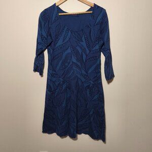 Fresh Produce 100% Cotton Scoop Neck Swing Dress Pockets USA sz SM Blue Beach